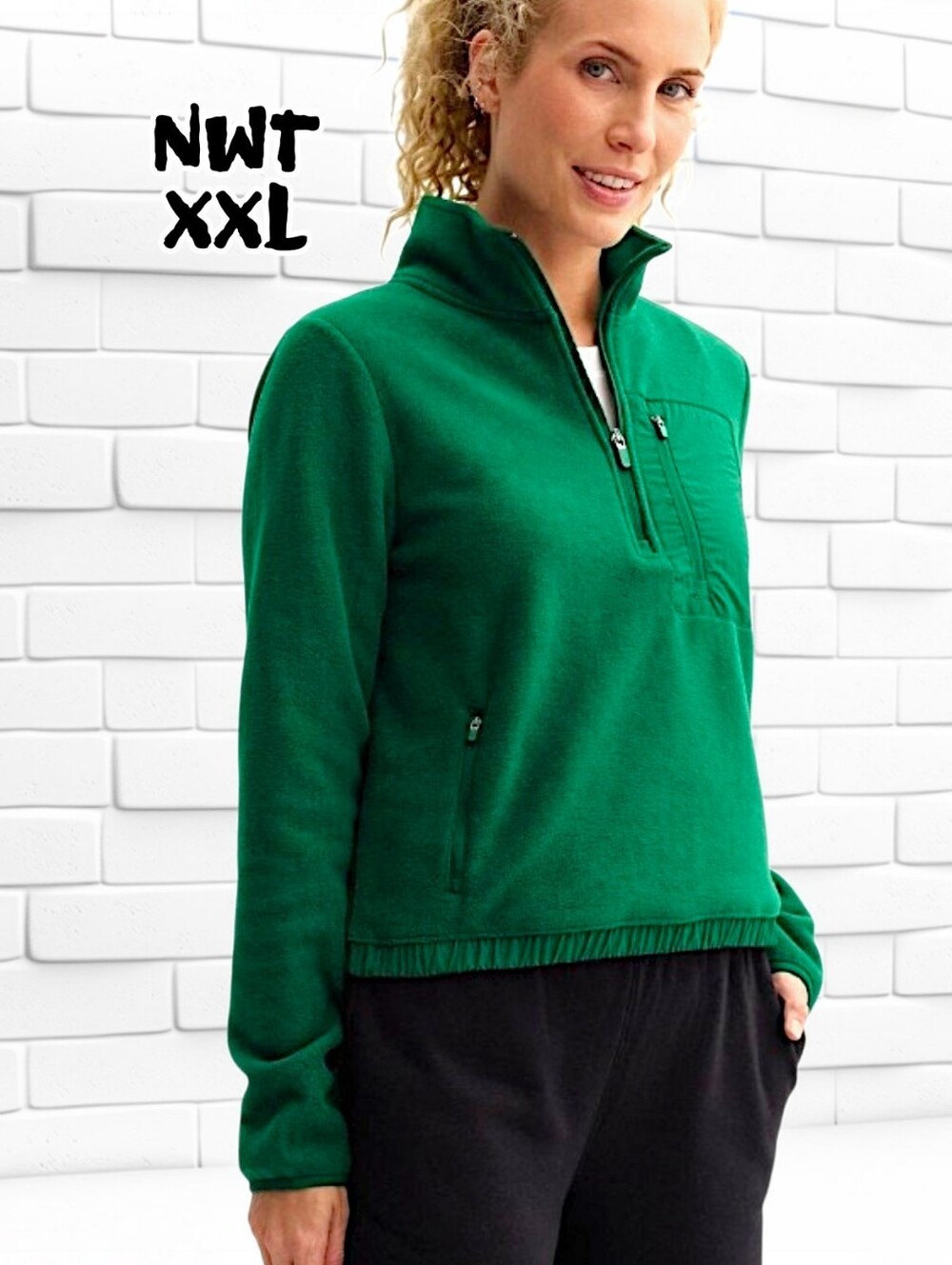NWT XXL ½ Zip Soft Micro Fleece Pullover w Zipper Kangaroo & 1 Zip Chest Pocket